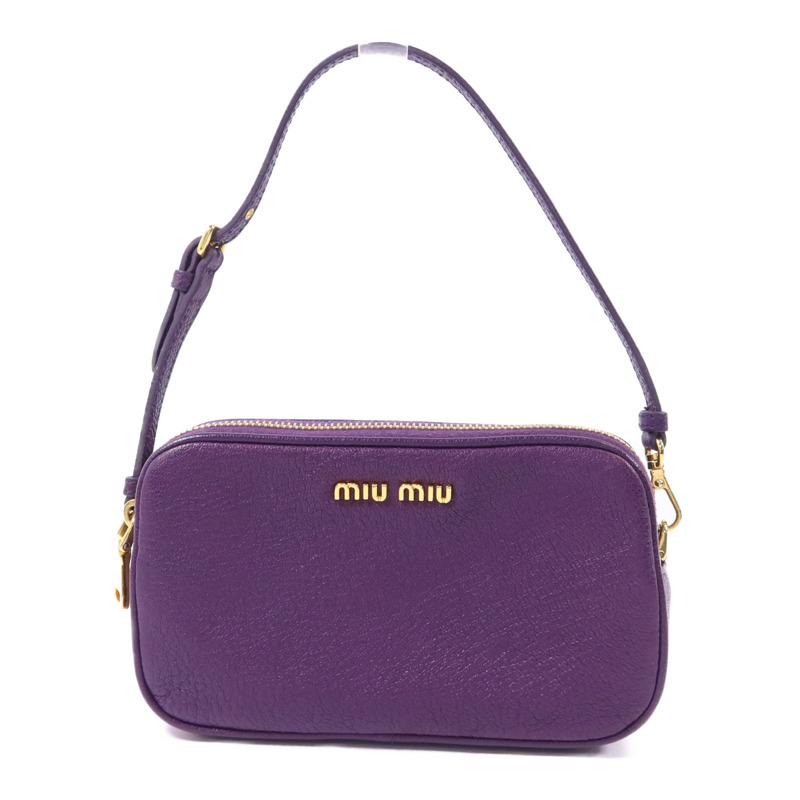 Miu Miu 牛皮皮革Handbag金扣手挽袋-0