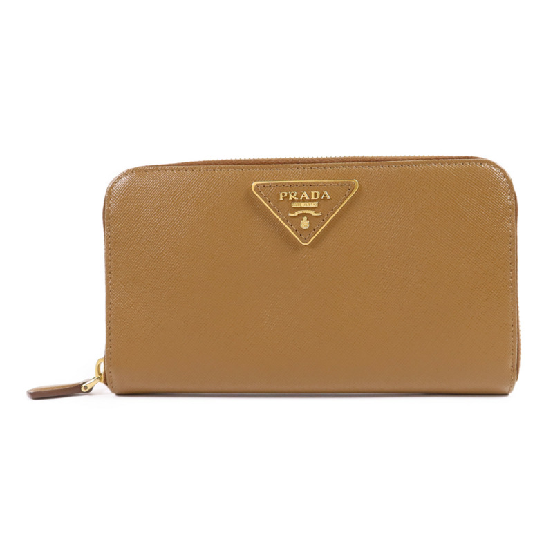 PRADA Saffiano皮革Long Round Wallet金扣長錢包-0