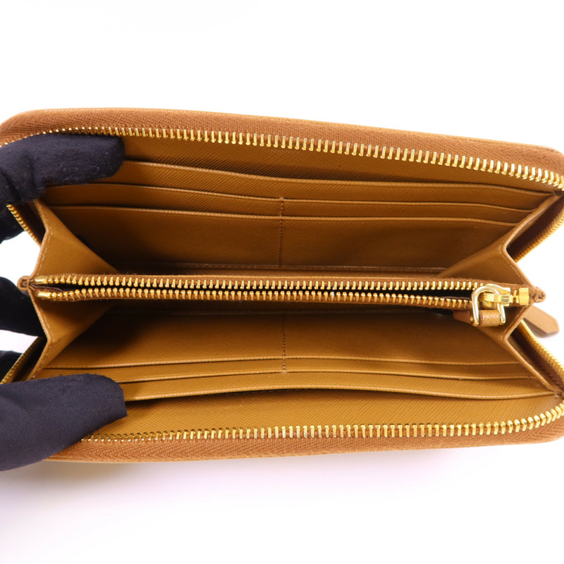 PRADA Saffiano皮革Long Round Wallet金扣長錢包-4