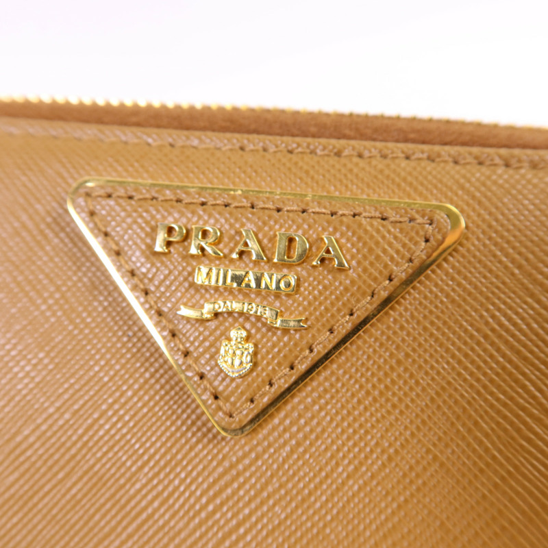 PRADA Saffiano皮革Long Round Wallet金扣長錢包-6