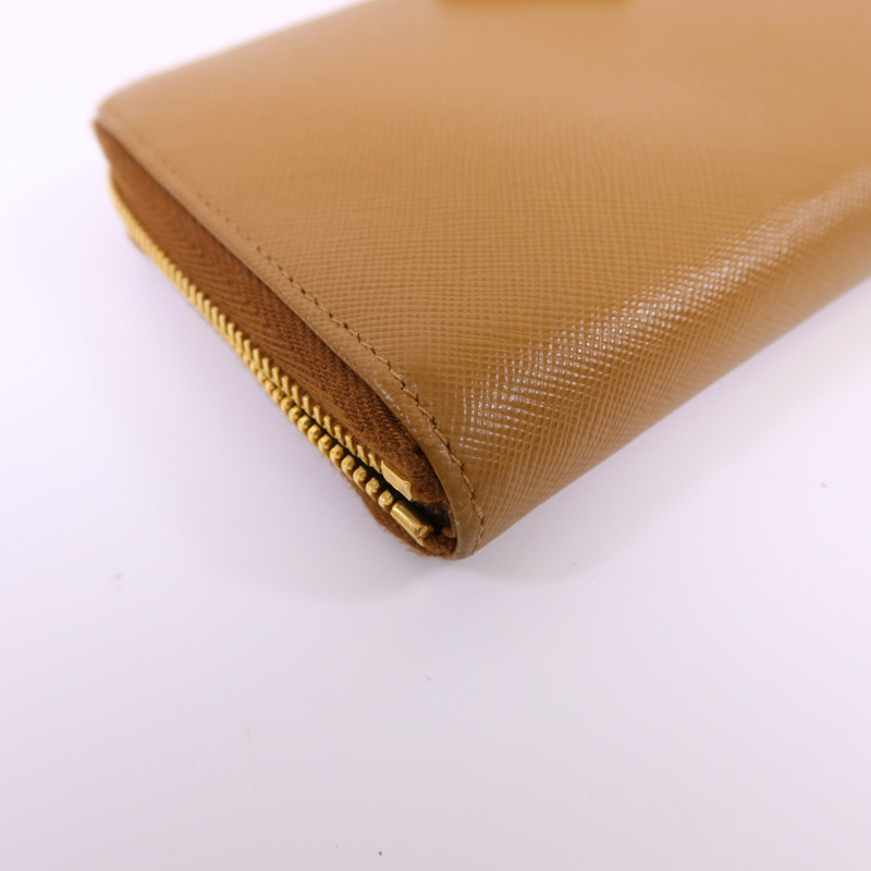 PRADA Saffiano皮革Long Round Wallet金扣長錢包-9