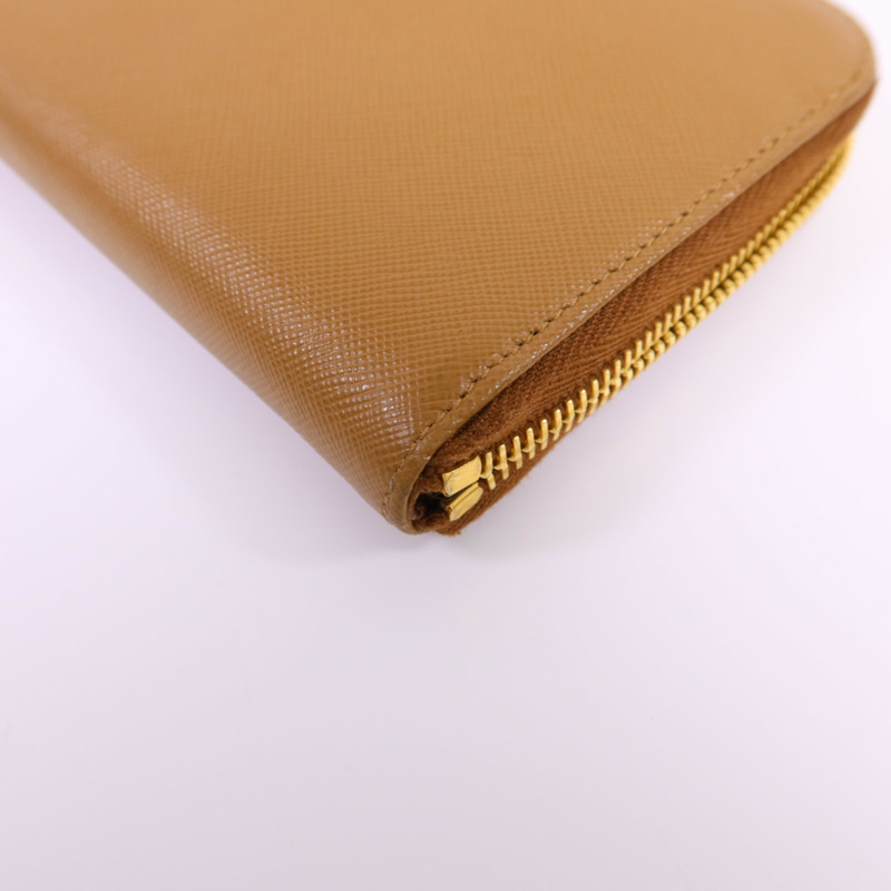 PRADA Saffiano皮革Long Round Wallet金扣長錢包-10