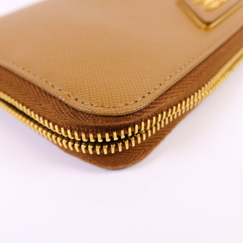 PRADA Saffiano皮革Long Round Wallet金扣長錢包-13