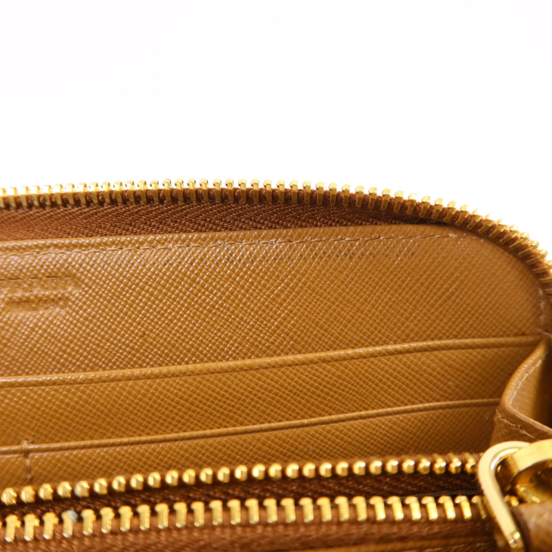 PRADA Saffiano皮革Long Round Wallet金扣長錢包-14