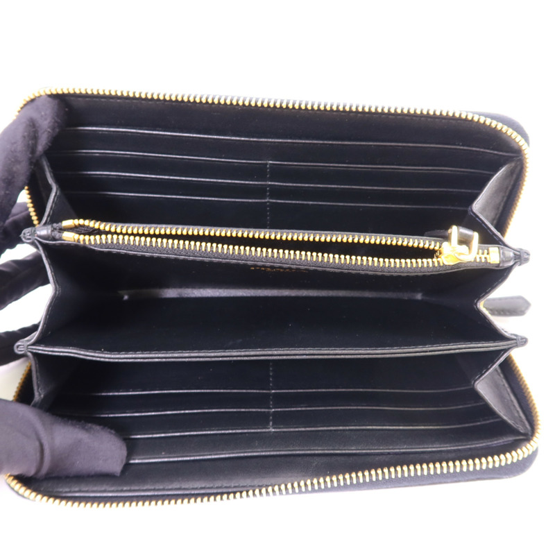 PRADA 牛皮皮革Long Round Wallet金扣長錢包-4