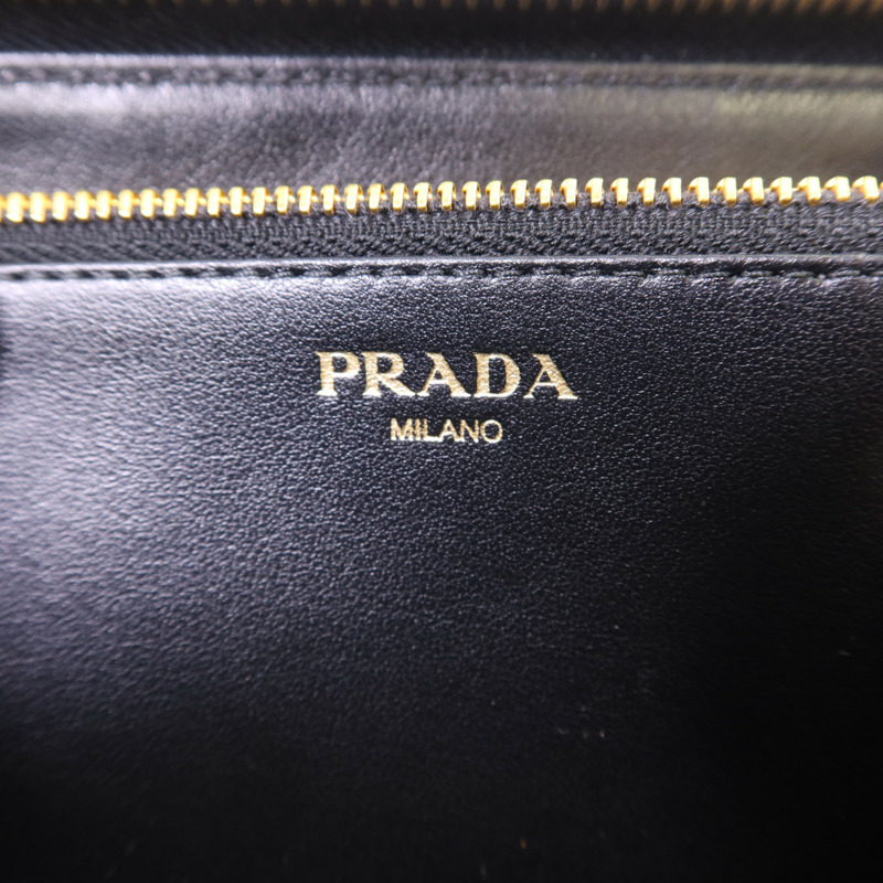 PRADA 牛皮皮革Long Round Wallet金扣長錢包-5