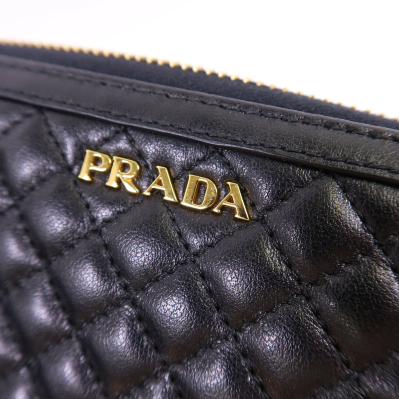 PRADA 牛皮皮革Long Round Wallet金扣長錢包-6