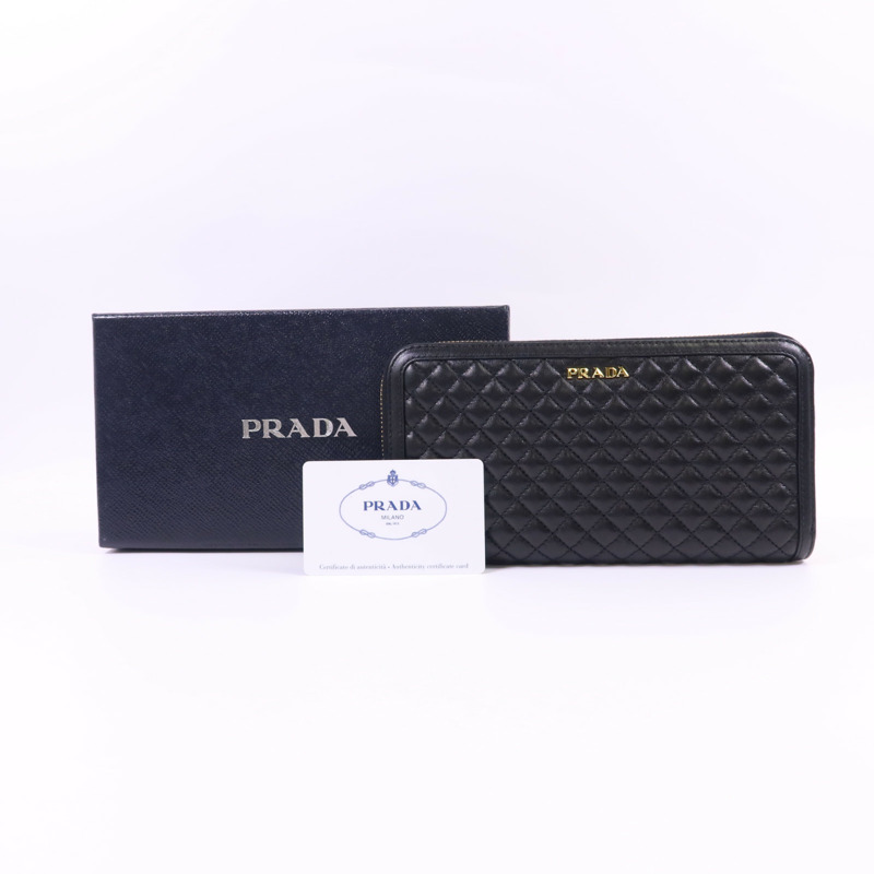 PRADA 牛皮皮革Long Round Wallet金扣長錢包-15