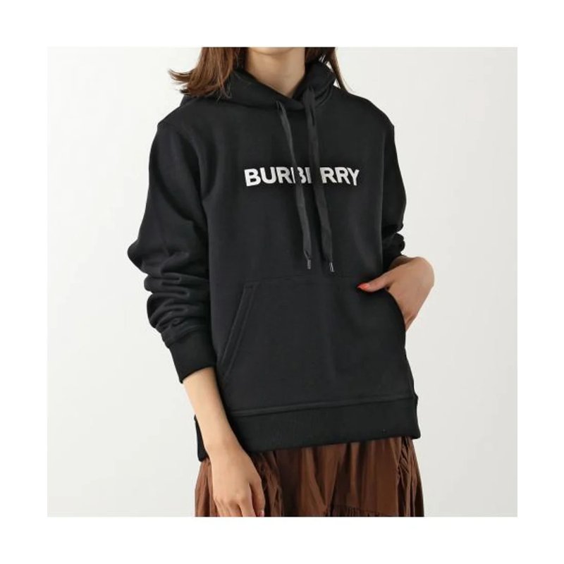 Burberry Logo Print Cotton Hoodie for Women in Black - 8054386-Black ( Size: S / M / L )-2