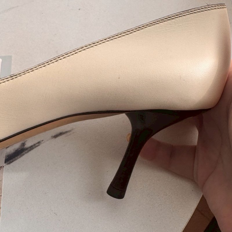 Gucci米白色拼黑色高跟鞋-9