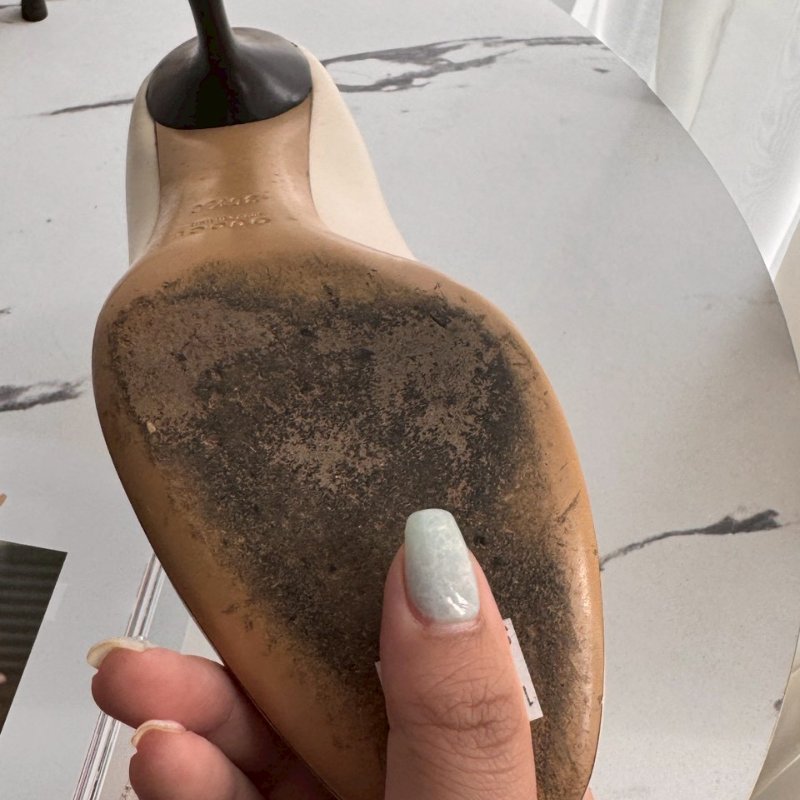 Gucci米白色拼黑色高跟鞋-12