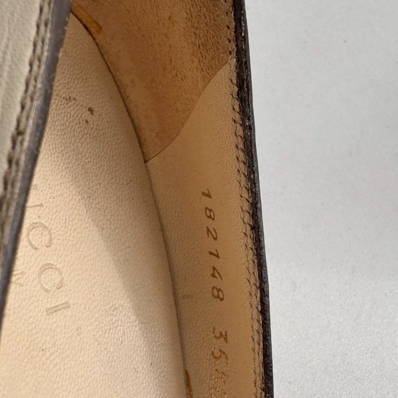 Gucci米白色拼黑色高跟鞋-15