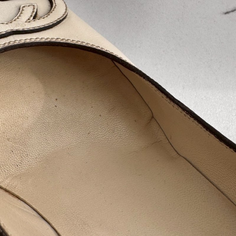 Gucci米白色拼黑色高跟鞋-20