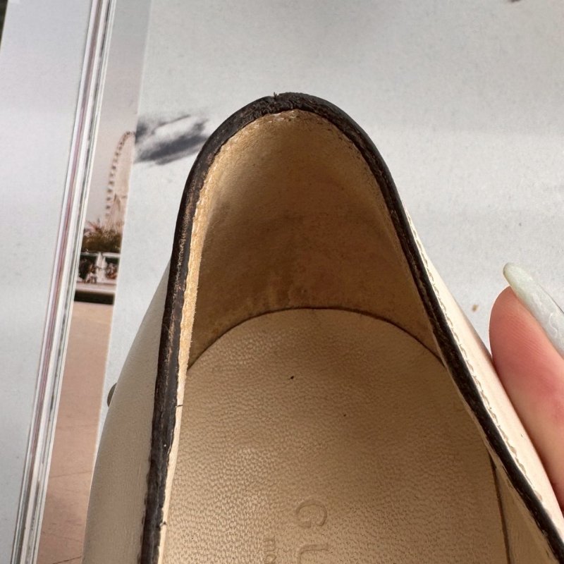 Gucci米白色拼黑色高跟鞋-22