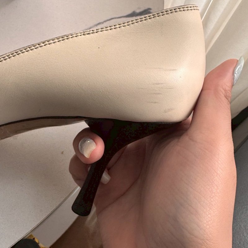 Gucci米白色拼黑色高跟鞋-28