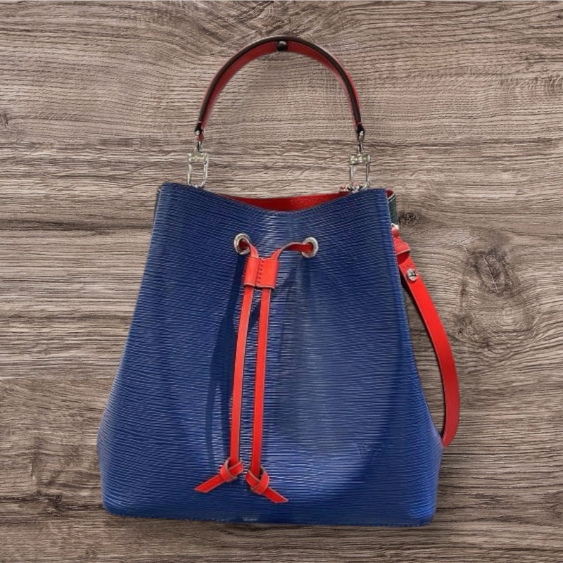 LV藍綠紅拼色EPI水波紋牛皮水桶包 手提包 肩背包斜背包-全新-9