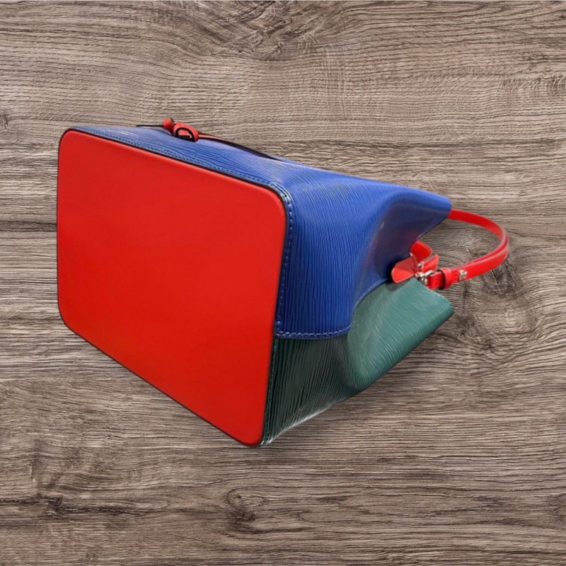 LV藍綠紅拼色EPI水波紋牛皮水桶包 手提包 肩背包斜背包-全新-14