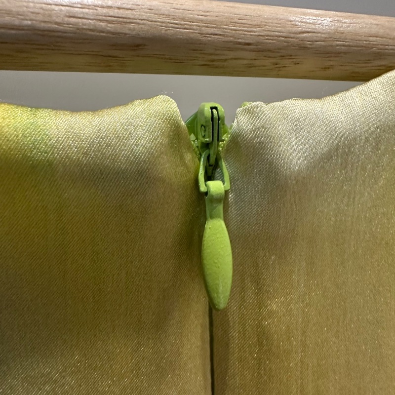 【美收精品】MAX MARA 綠黃白緞面洋裝 4-537-2