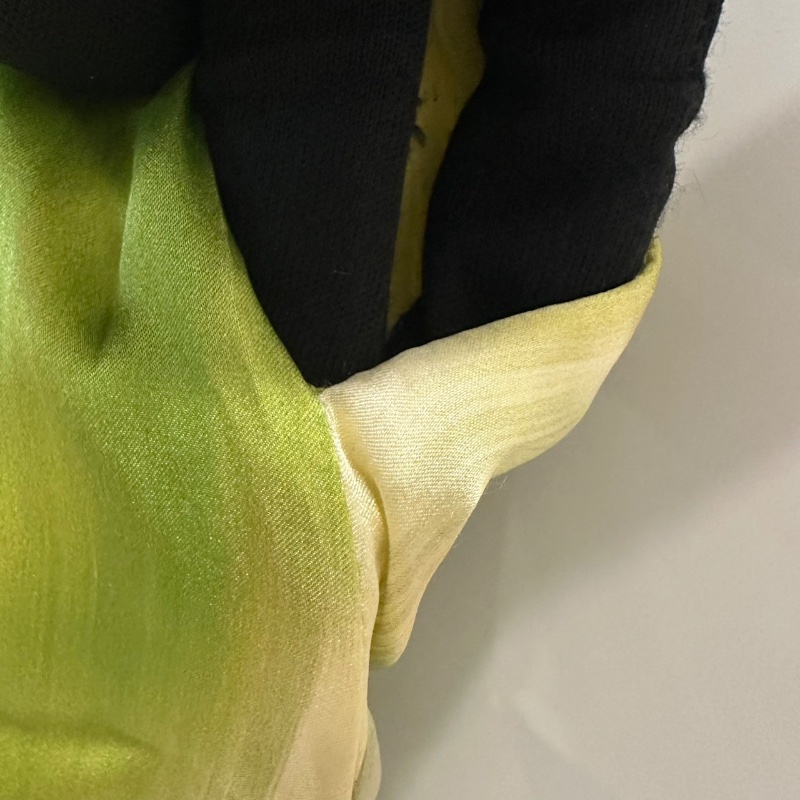 【美收精品】MAX MARA 綠黃白緞面洋裝 4-537-5