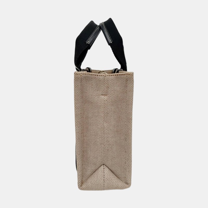 Chloé Woody 小號 米色織物提花單肩包手提包斜挎包 銀色五金 可拆卸肩帶 9.8新-3