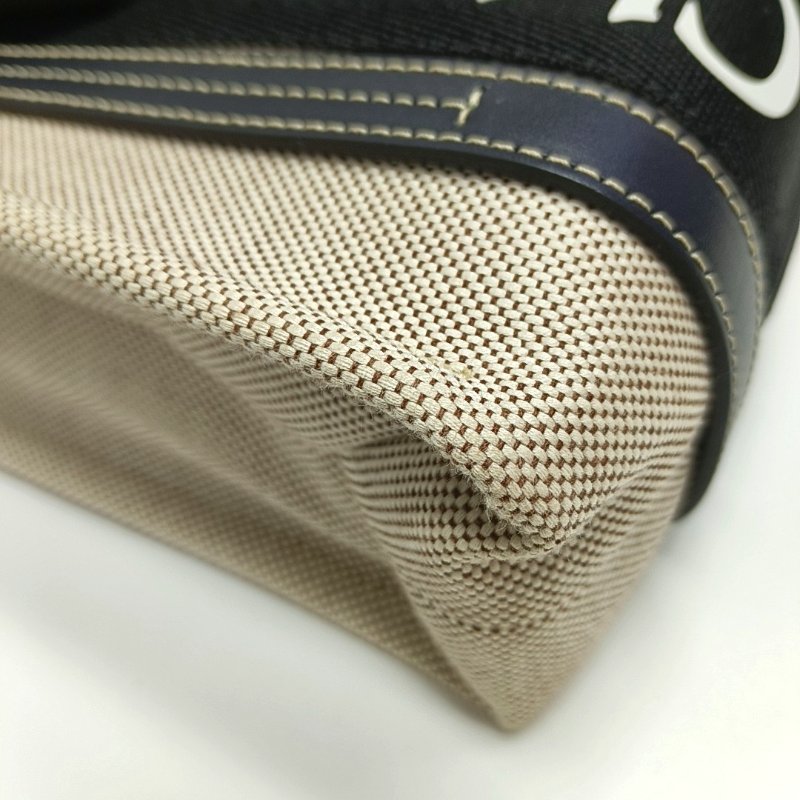 Chloé Woody 小號 米色織物提花單肩包手提包斜挎包 銀色五金 可拆卸肩帶 9.8新-8