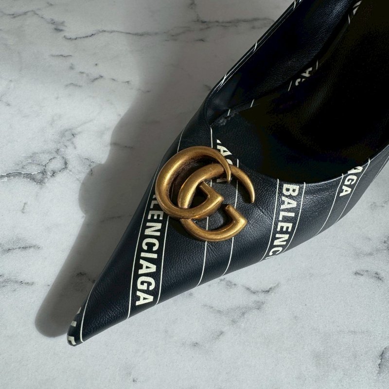 Gucci聯名巴黎世家尖頭高跟鞋-3