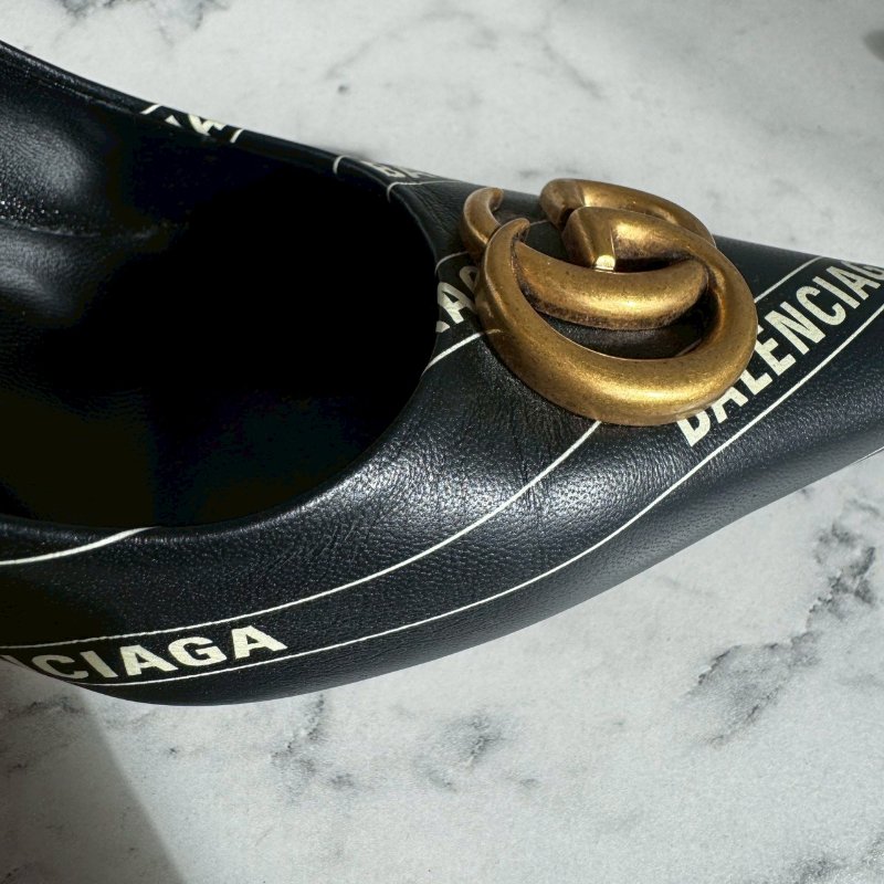 Gucci聯名巴黎世家尖頭高跟鞋-7