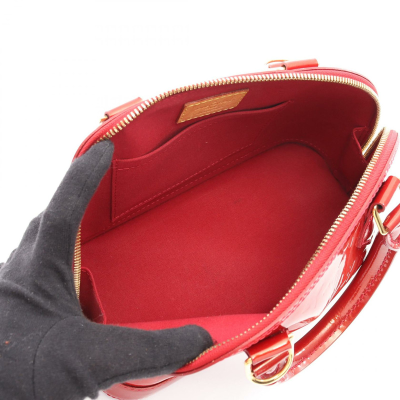 路易威登 Alma BB 單肩手提包 M91593 Vernis Rayeur 紅色皮革 二手 LV-2