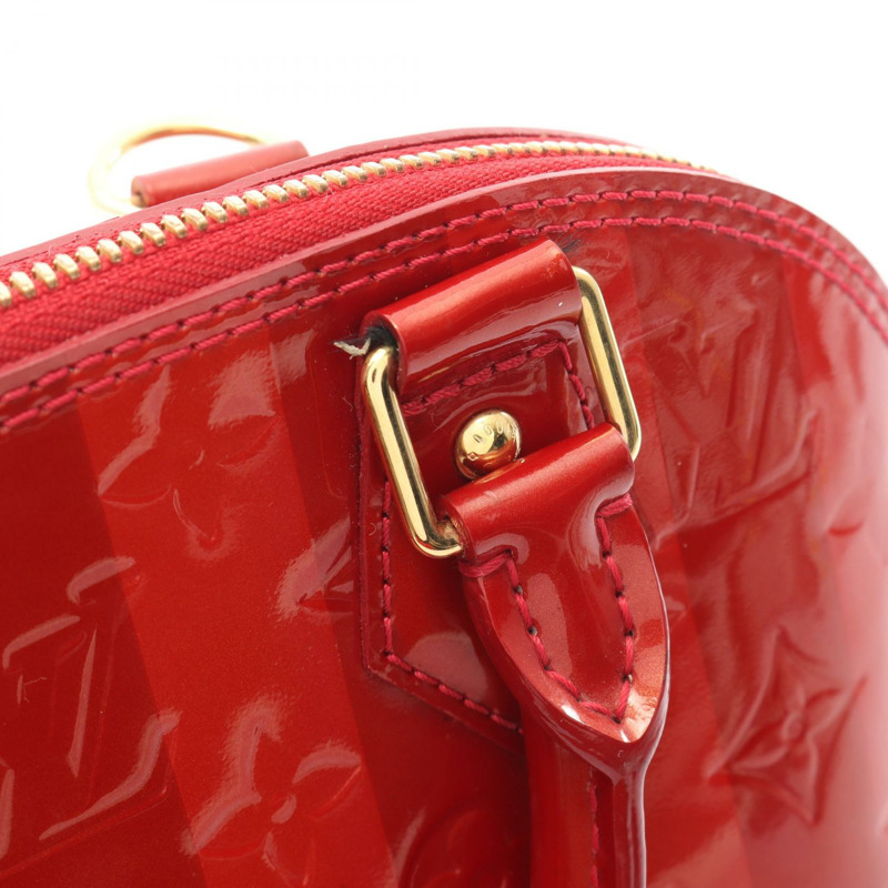 路易威登 Alma BB 單肩手提包 M91593 Vernis Rayeur 紅色皮革 二手 LV-8