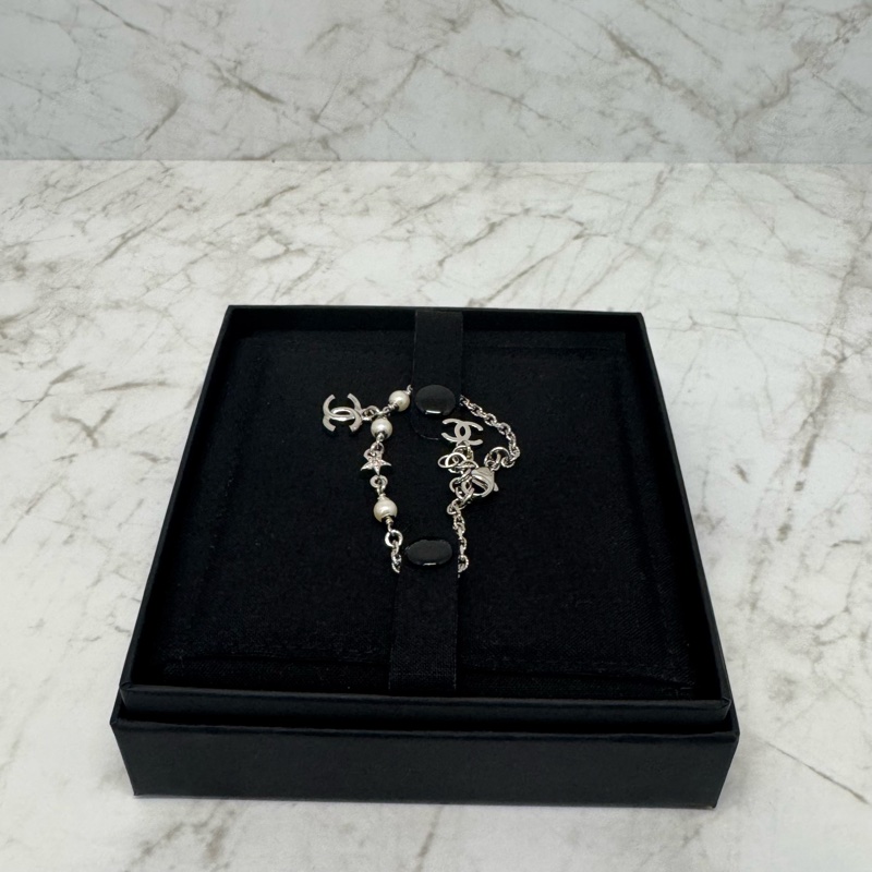 CHANMEL銀色珍珠星星水鑽手鍊-2