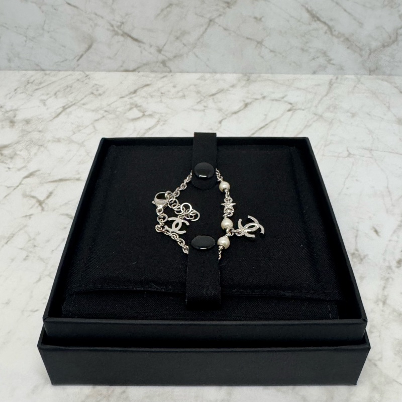 CHANMEL銀色珍珠星星水鑽手鍊-3