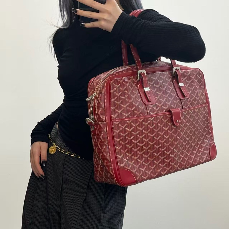 「JL精品代購」 Goyard聖誕紅手提保齡球公文包-2