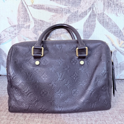 LV全牛皮老花壓紋 speedy25 波士頓包