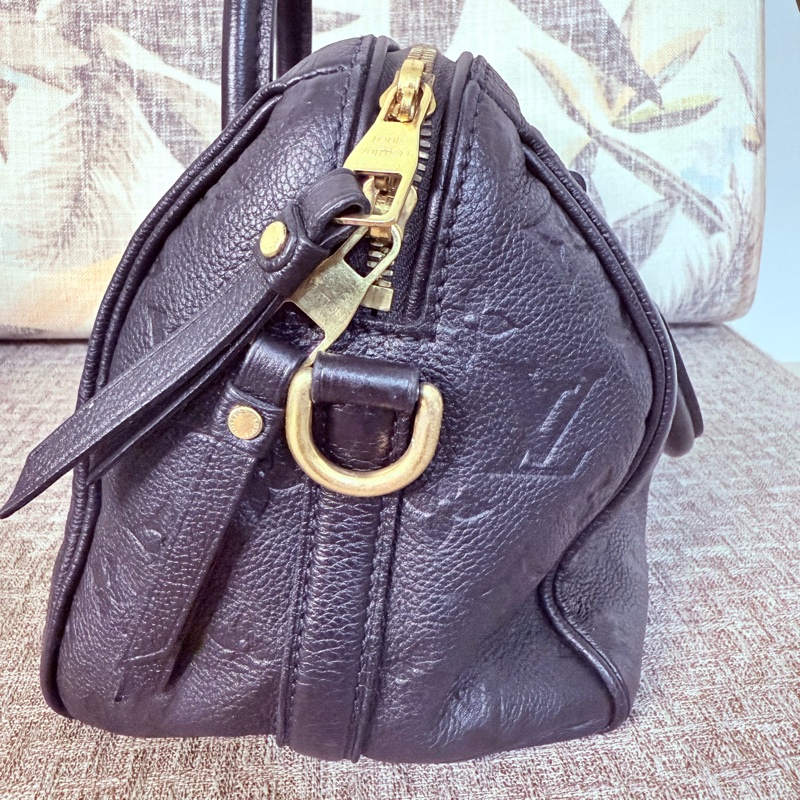 LV全牛皮老花壓紋 speedy25 波士頓包-1