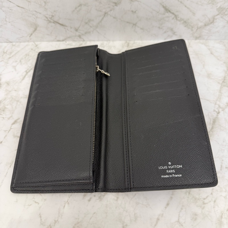 LV 黑灰棋盤格對開長夾-2