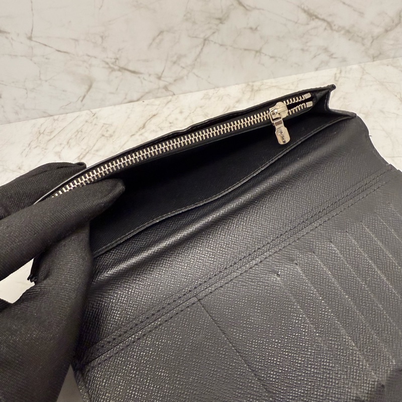 LV 黑灰棋盤格對開長夾-3