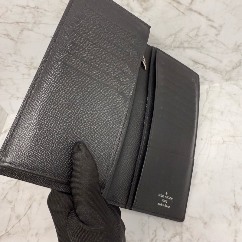 LV 黑灰棋盤格對開長夾-4