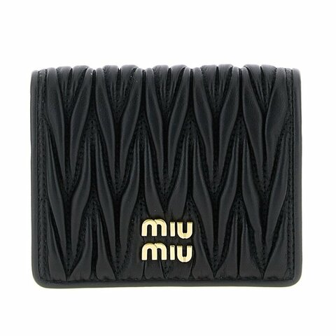 【MIU MIU】Small Matelasse 納帕軟皮 皮夾 錢包 卡夾 錢包 黑色 5MV204