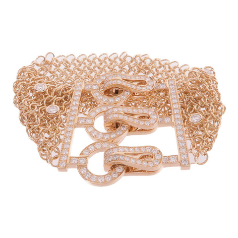 CARTIER 18K玫瑰金Agrafe BraceletDiamond Bracelet鑽石手鏈Cartier#16