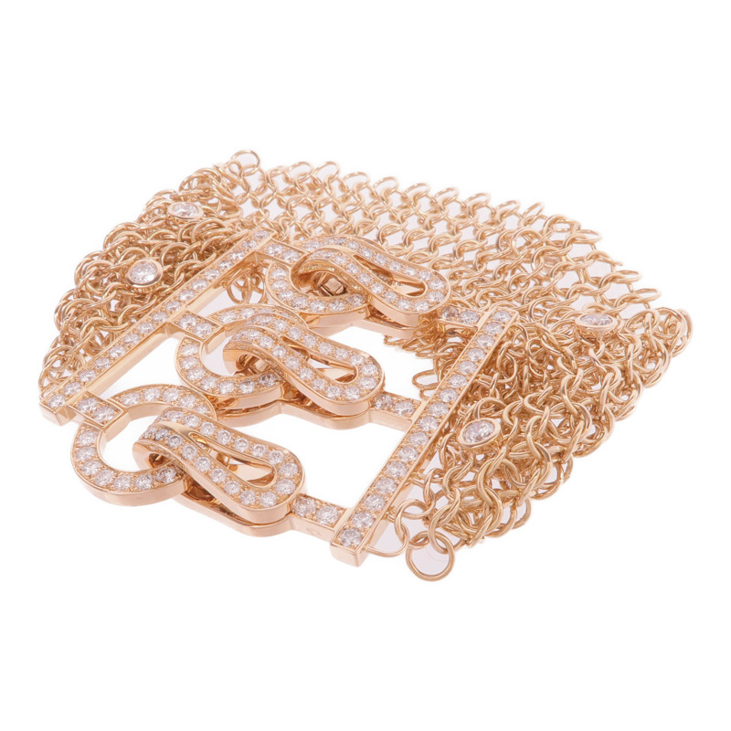 CARTIER 18K玫瑰金Agrafe BraceletDiamond Bracelet鑽石手鏈Cartier#16-1