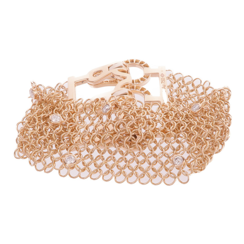 CARTIER 18K玫瑰金Agrafe BraceletDiamond Bracelet鑽石手鏈Cartier#16-2