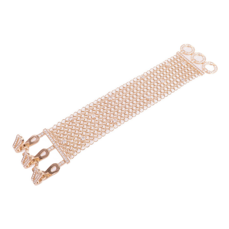 CARTIER 18K玫瑰金Agrafe BraceletDiamond Bracelet鑽石手鏈Cartier#16-3