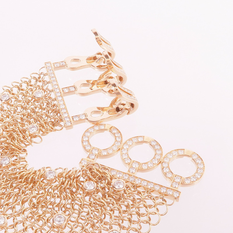CARTIER 18K玫瑰金Agrafe BraceletDiamond Bracelet鑽石手鏈Cartier#16-4