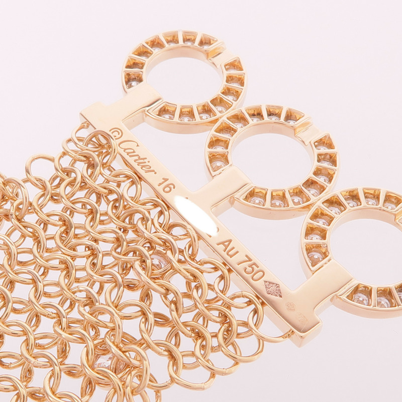 CARTIER 18K玫瑰金Agrafe BraceletDiamond Bracelet鑽石手鏈Cartier#16-6