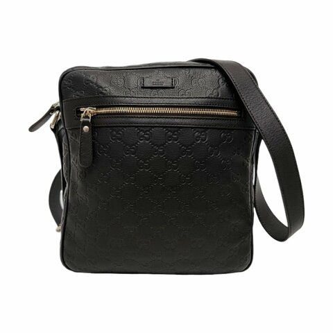 GUCCI GG Imprime棕色牛皮老花斜挎包單肩包 金色五金