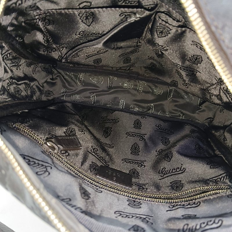 GUCCI GG Imprime棕色牛皮老花斜挎包單肩包 金色五金-6