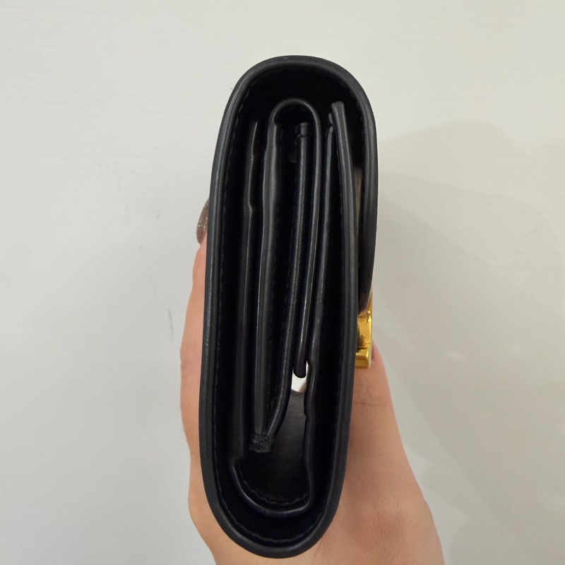 CELINE 黑牛皮金釦凱旋門Triomphe三折短夾-3