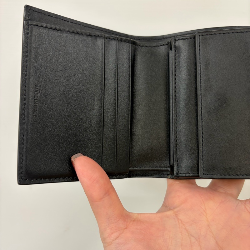 CELINE 黑牛皮金釦凱旋門Triomphe三折短夾-6