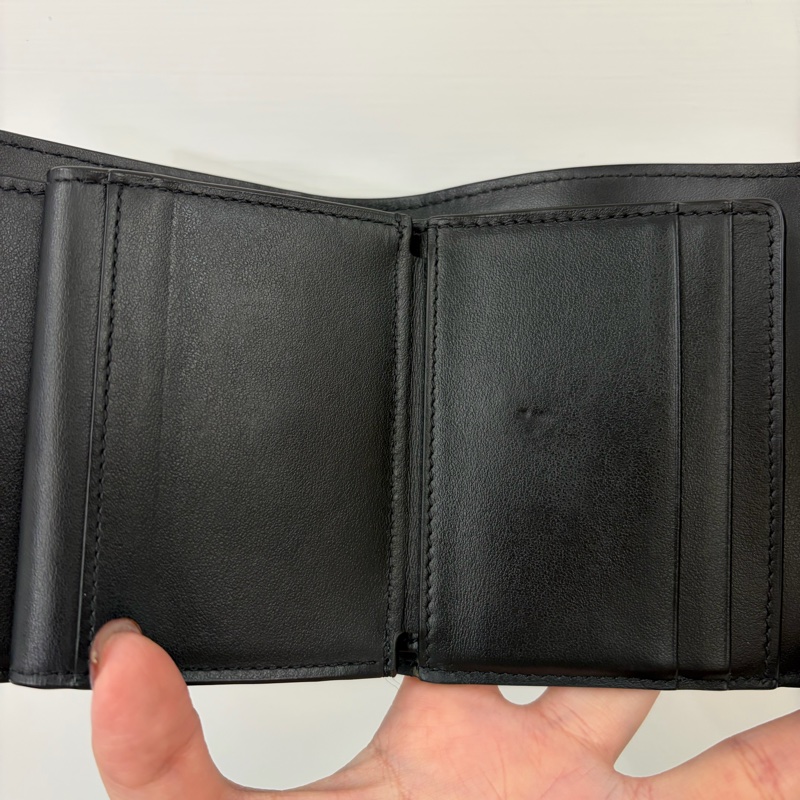 CELINE 黑牛皮金釦凱旋門Triomphe三折短夾-8