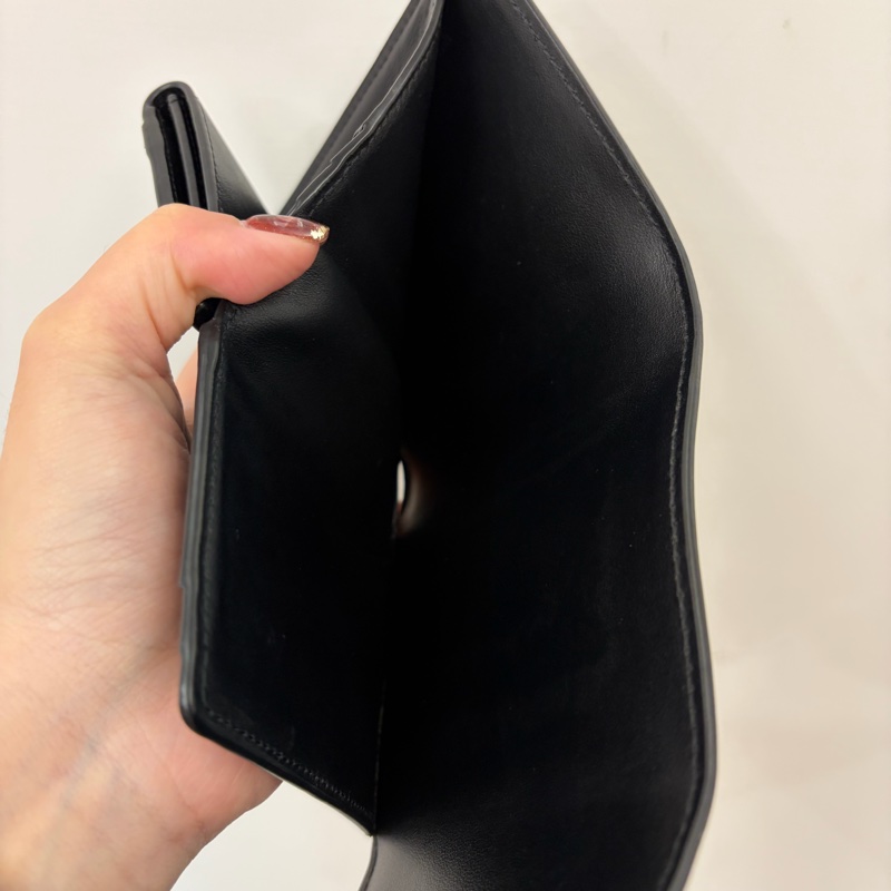 CELINE 黑牛皮金釦凱旋門Triomphe三折短夾-9